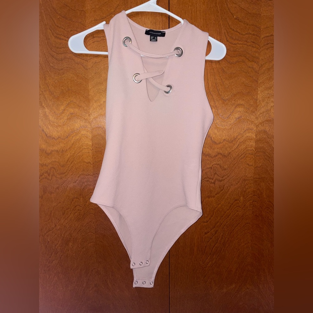 Atmosphere Pink Lace-Up Bodysuit